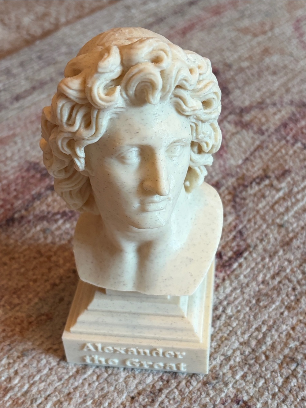 Alexander the Great Stone-Effect Bust Sculpture in Cream lightweight 7” tall